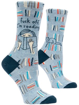 Blue Q - F * CK OFF I'M READ - Crew-Damensocken Neuheit Geschenk 4-9 tolles Geschenk