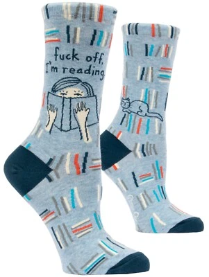 Blue Q - F*CK OFF I'M READING- Women's Crew Socks Novelty Gift 4-9 Great Gift