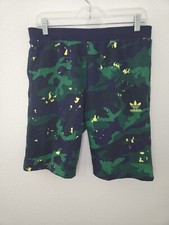 NWOT Adidas Youth XL All over Blue Green Camo Sweat Shorts H20298