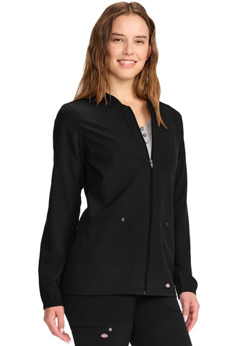 Dickies Scrubs Women's Front-Zip Jacket DK322 BLK Black Free Shipping - Picture 2 of 7