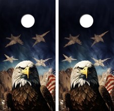 Bald Eagle American Flag Cornhole Board Wraps FREE LAMINATION 4689