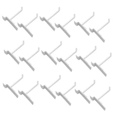 4" Slatwall Hook Panel Display Hooks, 1/4" Thickness Metal,Gloss White - PACK 12