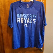 Kansas City Royals Men T-Shirt 2XL Blue Majestic Cool Base Team Logo Graphic MLB