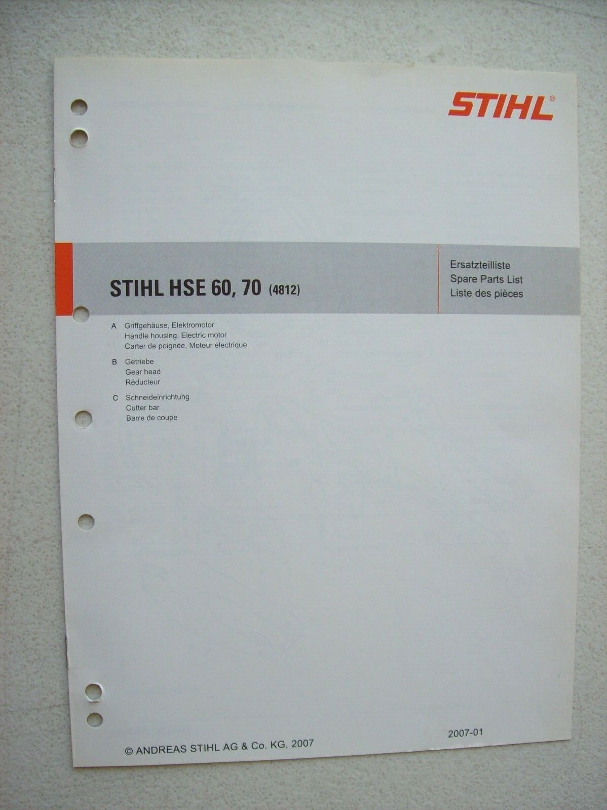 Image of Stihl HSE 70 spare parts at eBay