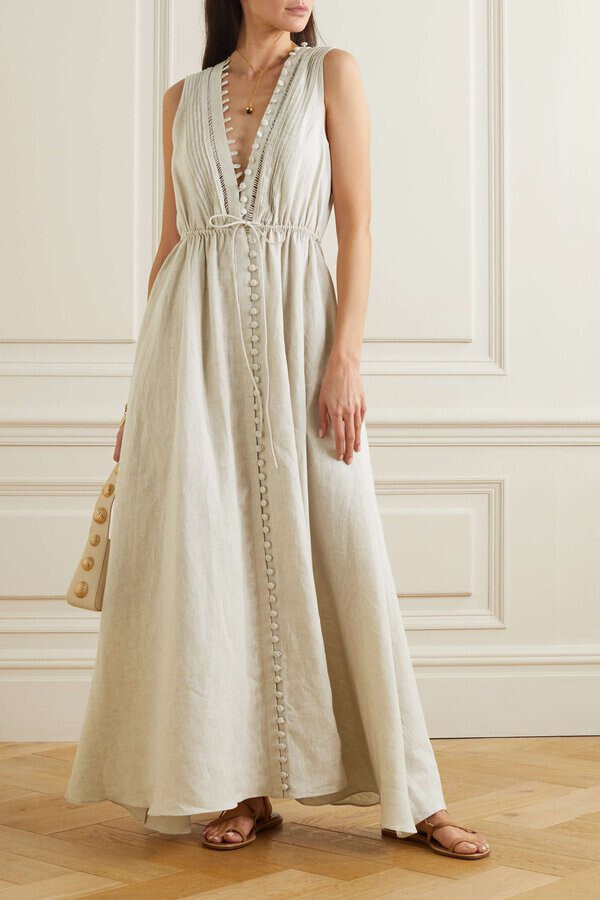 Joslin Melinda Linen Sleeveless Maxi Dress | eBay