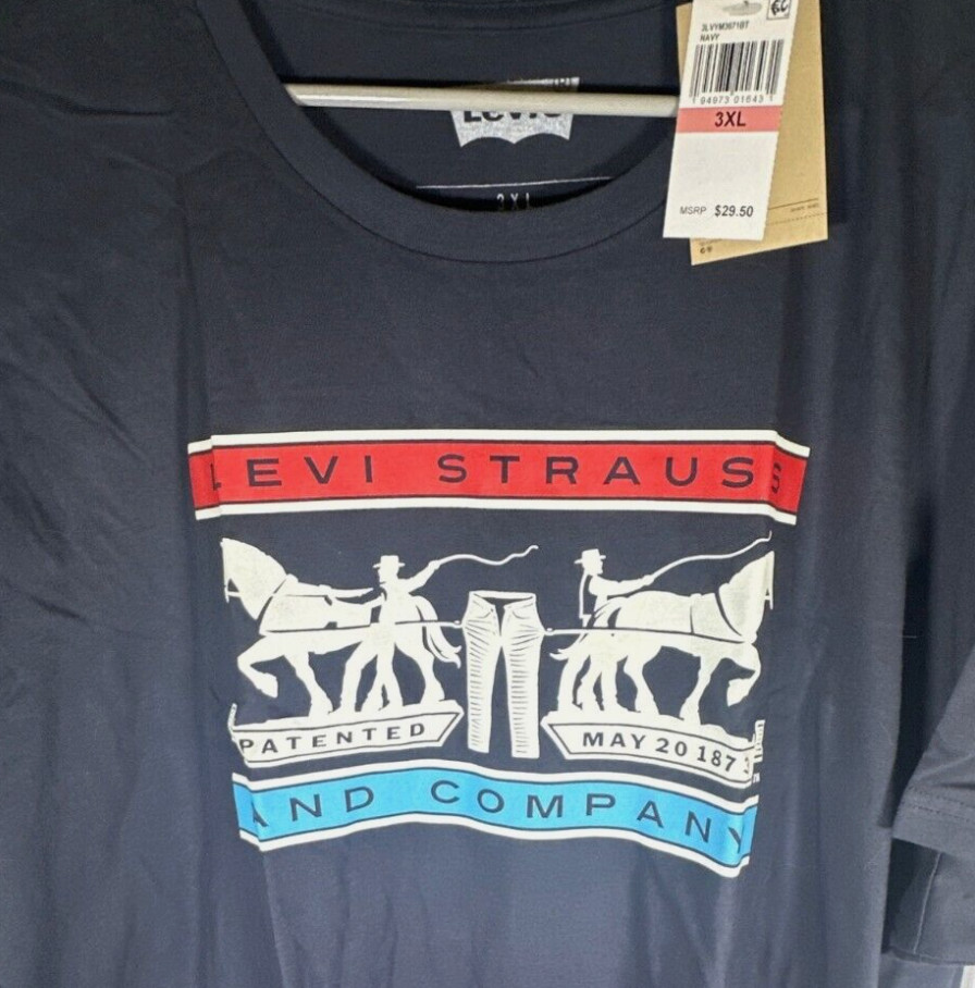 НОВАЯ мужская футболка с логотипом Levis Levi Strauss темно-синего цвета Размер 3XL 6290₽