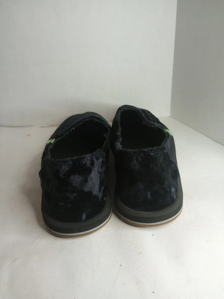 Sanuk Donna Cruz Terciopelo Aplastado Sin Cordones Para Mujer Negros Planos Informales Talla 10 Foto 4 de 4