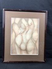 Michel Payot (XXème) Dessin au pastel - Art brut - Scène érotique