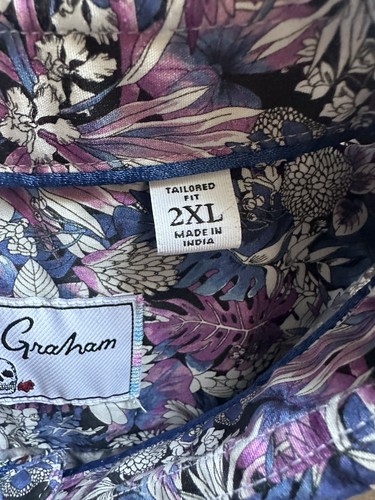 Camicia Robert Graham sartoriale vestibilità floreale 2XL manica lunga bottoni cotone - Foto 7 di 11