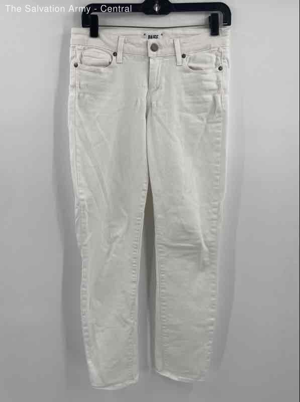 Paige Womens White Light Wash Coin Pocket Denim Skinny Jeans Size 27