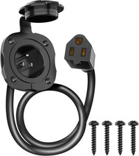 15 Amp AC Port Plug, 125V Power Inlet Socket with Waterproof Cover  Integrated