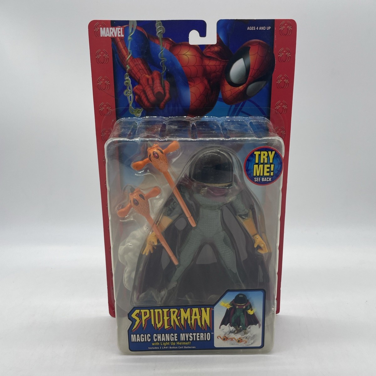 『WWE』スパイダーマンMYSTERIO マスク付きフィギュア Spider-Man Magic Change Mysterio w/ Light Up Helmet 2005, Toy Biz