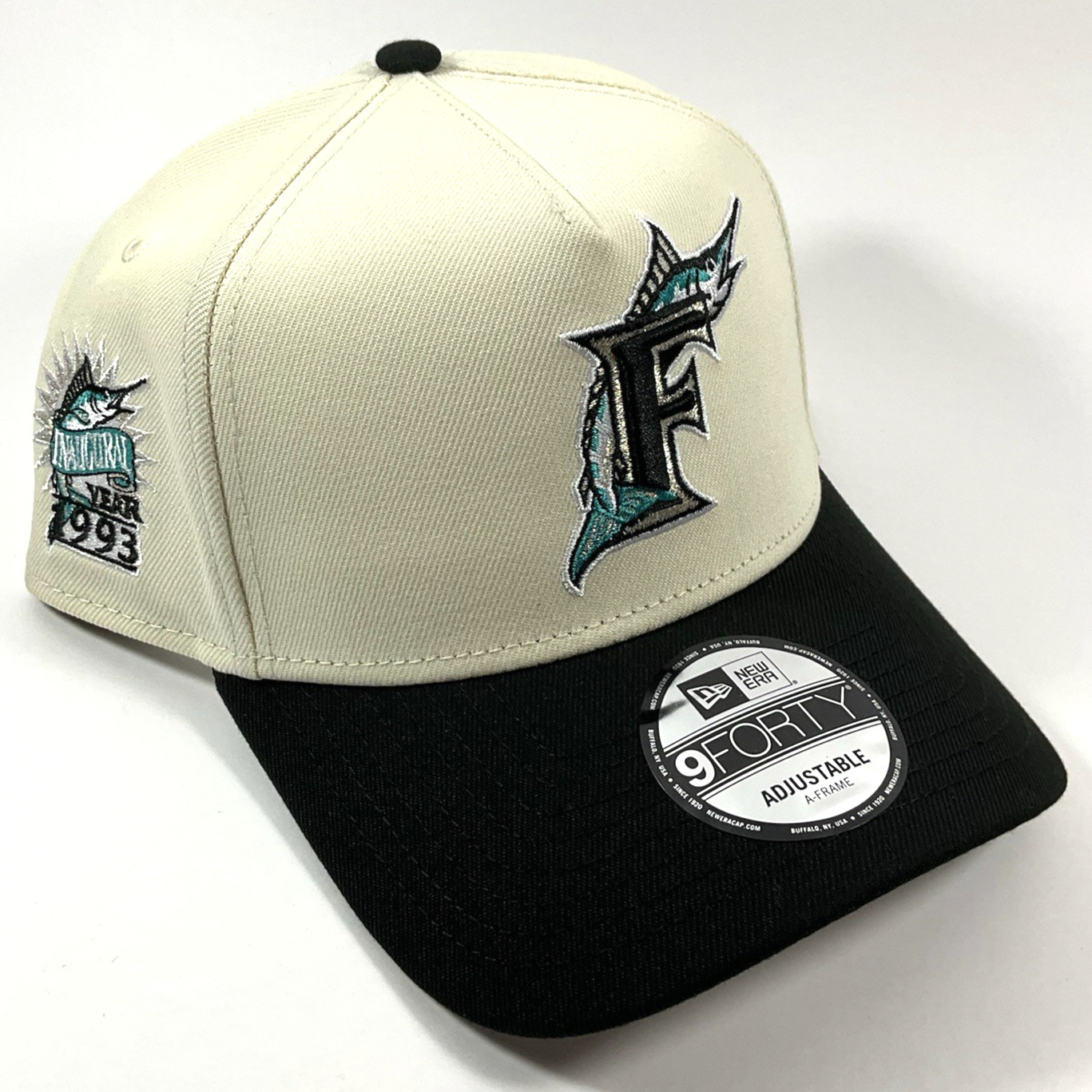 New Era Florida Marlins Exclusive Cream 9FORTY A-Frame Snapback Hat Cap
