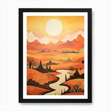 Desert Abstract Minimalist 1 Art Pr Framed Wall Art Poster Canvas Print Picture