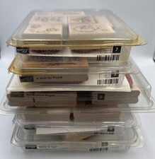 Stampin UP Lot of 5 Wood Mounted New Unused Stamp Sets - Christmas Holiday