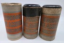 3x Edison Blue Amber Cylinder Records (Orange)