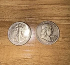 Walking Liberty 1945 & Franklin 1958 Half Dollar Silver Coins Lot