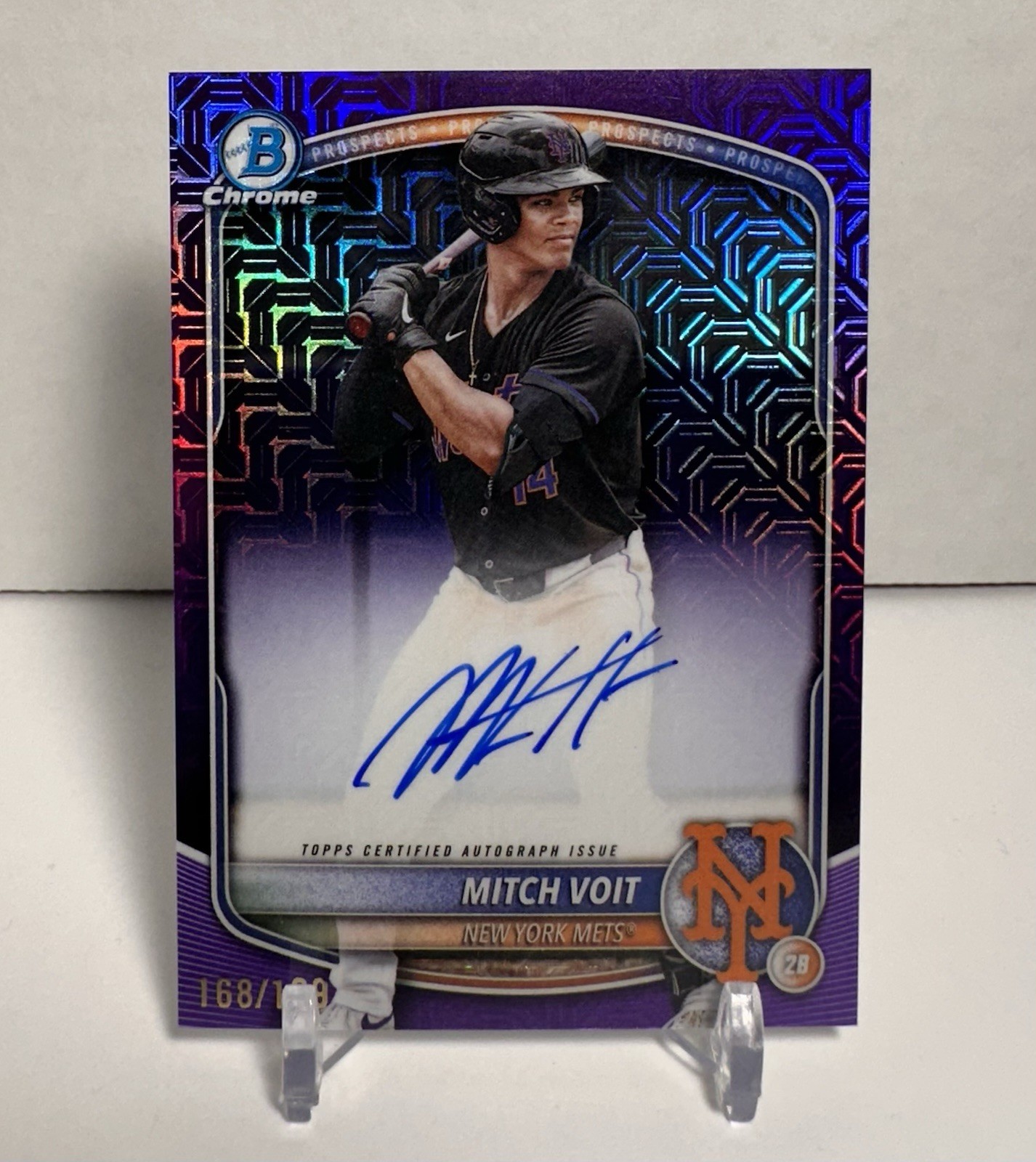 2025 Bowman Draft Chrome Mitch Voit Purple Mojo Auto /199 #BMA-MV New York Mets