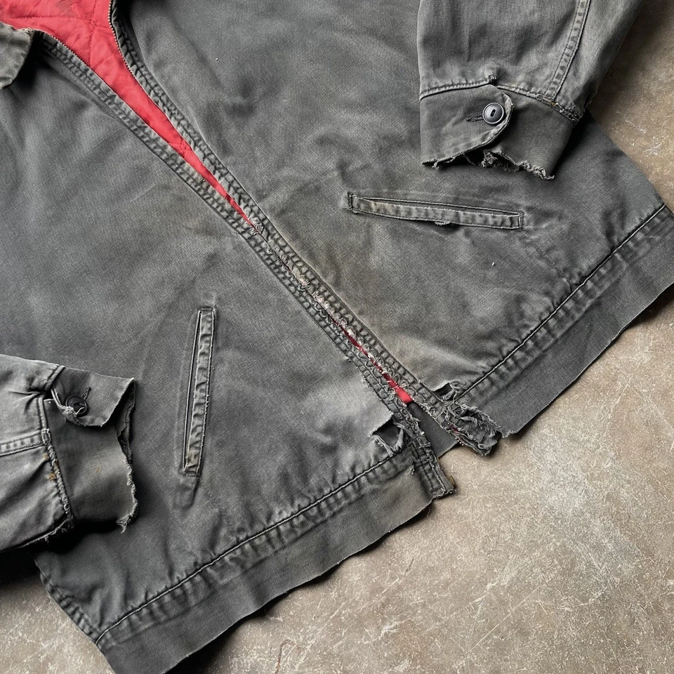 Chaqueta de Trabajo Vintage Años 60 Thrashed Twill Para Hombre Talla 50 Cuadrada XL Moda Envejecida Foto 3 de 4