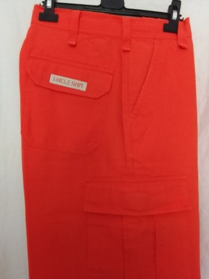 Herren Hose Halblang Cargo Uncle Sam Outdoor Jeans Orange NEU