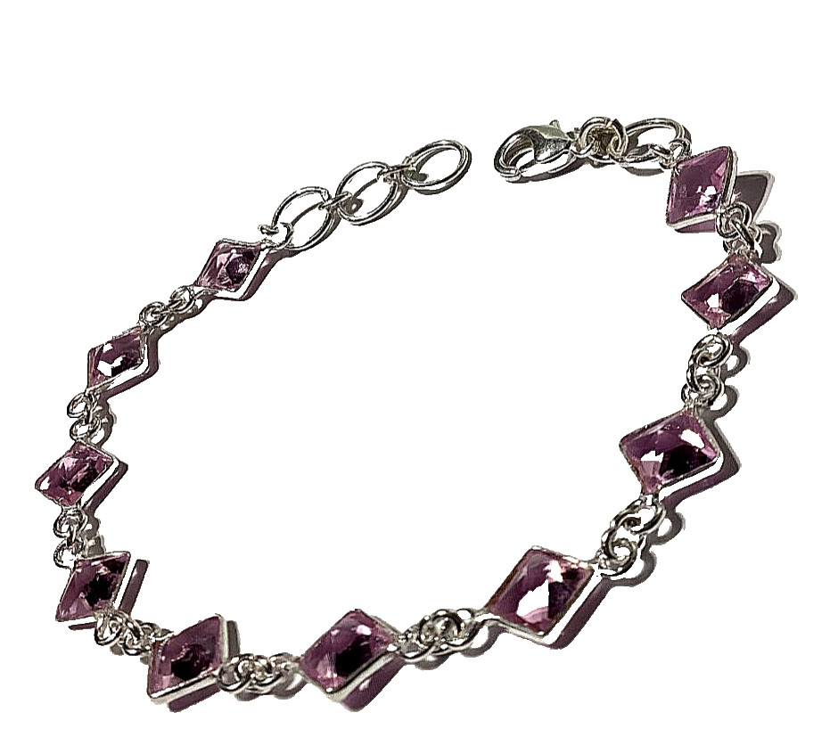 Pulsera de joyería de plata de ley 925 HECHA A MANO piedras preciosas R O S A K U N Z I T