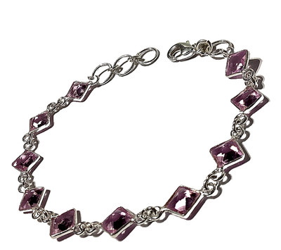R O S A  K U N Z I T Edelstein HANDGEFERTIGT 925 Sterlingsilber Schmuck Armband