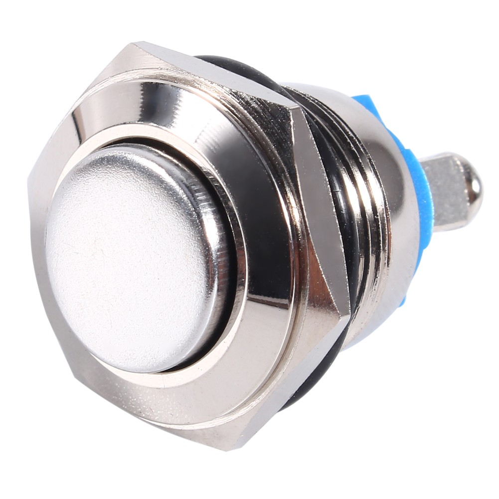 Car 12V 16mm Car Momentary Metal Push Button ON-OFF Horn Switch Silver