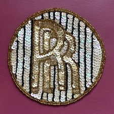 Vintage Rolls Royce Sequin RR Logo Emblem Circular Applique Patch