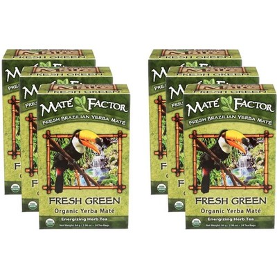 Case of 6 - Mate Factor Fresh Green Organic Yerba Mate - 6 Pack x 24 Bags