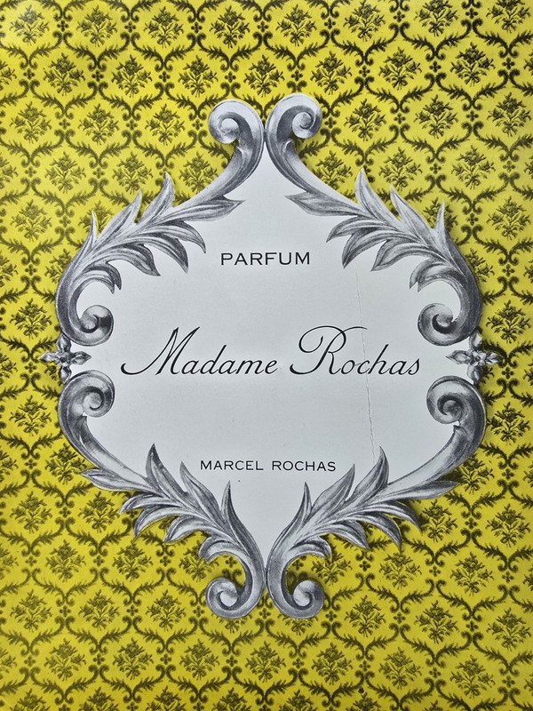 1966 Marcel Madame Rochas Perfume Cartouche  Art Vintage French Ad AS IS