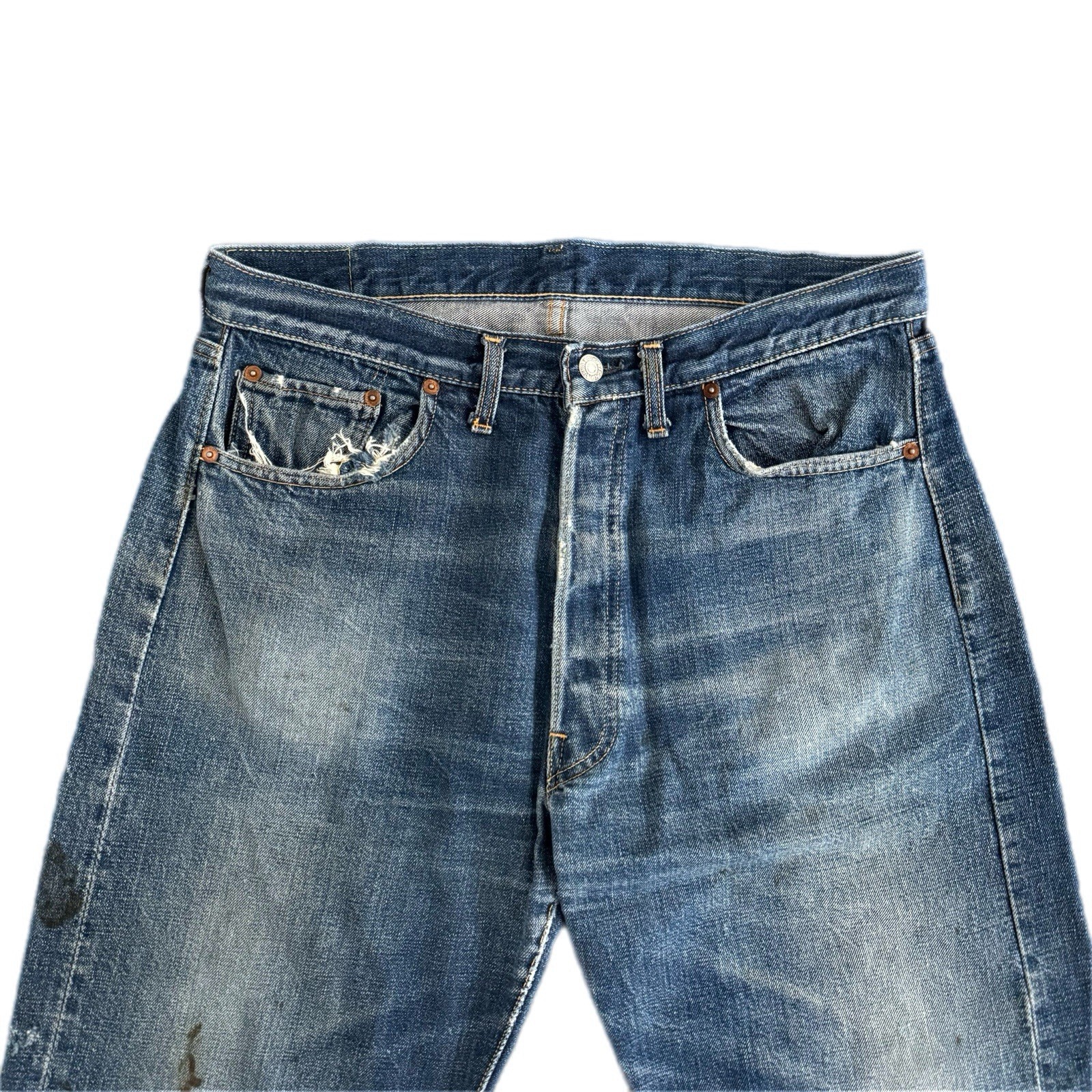 Vintage 50s Levi’s 501 Big E V-Stitch Redline Selvedge S-Type Denim Jeans 34x27’