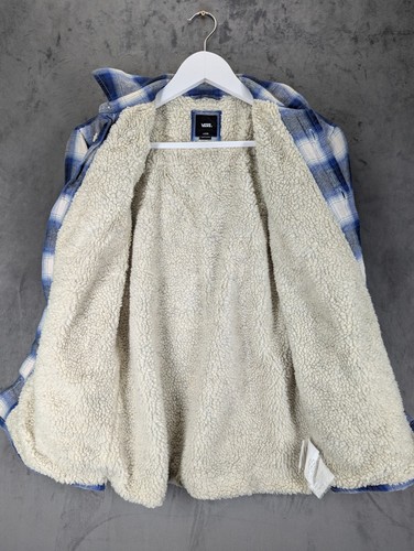 Vans Lumberjack Shirt Jacket Size Youth Large Sherpa Lined Cotton Flannel Button - Picture 9 of 12