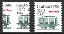 US #2259 13.2c Coal Car EFO Misperforated + Normal Transportation Issue MNH 1988
