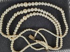 Vintage Faux Graduated Pearl Necklace Triple Strand Beaded w Ornate Clasp J62 — photo 2