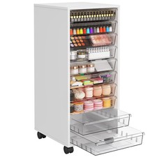 Plastic Storage Drawer Cart, Makeup Organizer and Storage with 10 Large Clear...