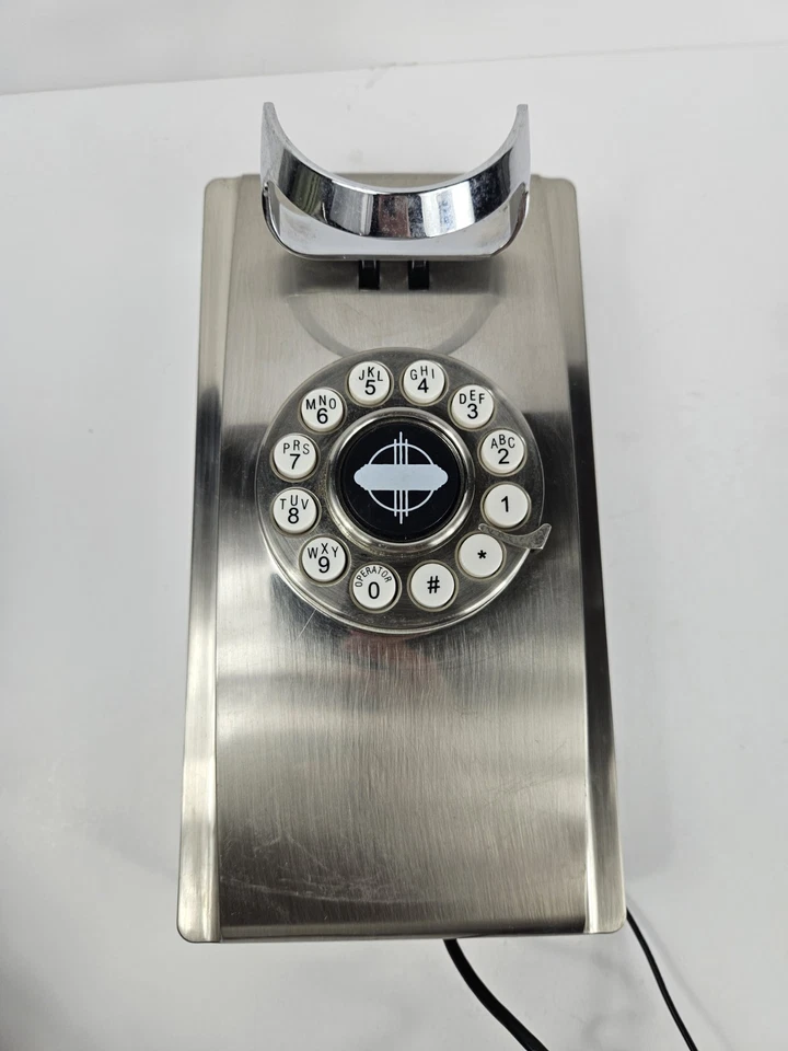 CROSLEY Vintage Style Numeric Stainless Steel Wall Phone Mount Telephone CR55 - Image 2 of 4