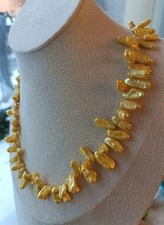 Unikate, schöne glänzende Natürliche  Barock-Biwa-perlen Kette in gold Ca. 46cm