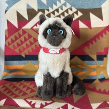 FAO Schwarz Siamese Cat 12 Plush Stuffed Animal Toy White Black