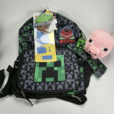 Minecraft 5-Piece Backpack Set Includes Lunch Bag, Supply Case & Plush