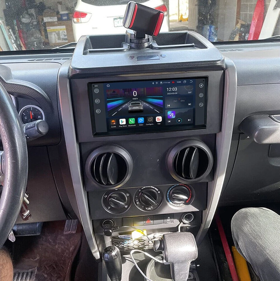 New For Jeep Wrangler 2007-17 Car Stereo Apple CarPlay Android 13 Radio GPS Navi Foto 3 de 4