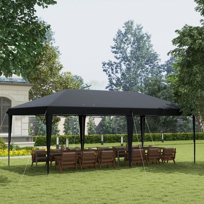 10' x 20' EZ Pop-Up Canopy, Party Event Tent w/ Carrying Bag, Black