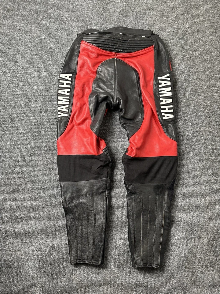 Pantalones Hombre Yamaha Cuero Negro Rojo Motocicleta Carreras Protector, Talla 32 Foto 2 de 4