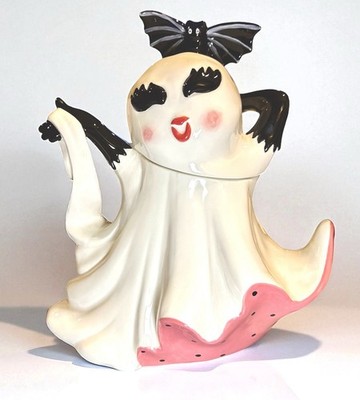 Blue Sky Clayworks Halloween Glamorous Ghost Large Cookie Jar Canister NWT
