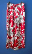 Elie Tahari Pants Women's M Silky NWT Red Tropical Floral Satin Wide Leg 88
