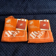 The Home Depot Reusable Shopping Bag Orange 7.25"W x 15.5"H NIP Lot of 2