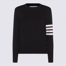 Thom Browne Wool Milano Stitch Classic 4-Bar Pullover Knit 151103073