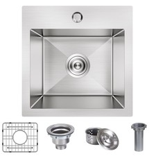 15x15x9 inch Drop in Bar Sink, 18 Gauge Single Bowl Stainless Steel Small Bar...