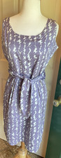 Ann Taylor Dress Women's10 Violet White Attached Belt Sleeveless Sheath Lined