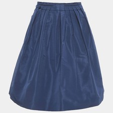 Miu Miu Blue Synthetic Pleated Mini Skirt M