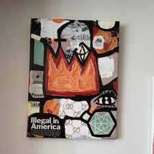 Original Abstract Mixed Media Collage Acrylic on Canvas Eye Crown Unframed